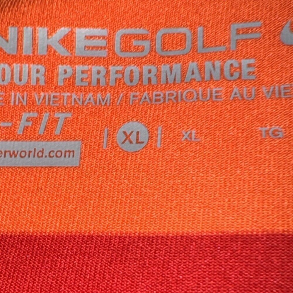 Nike Golf Tour‎ Performance Women's L Polo Shirt Orange Striped EUC - Picture 10 of 16